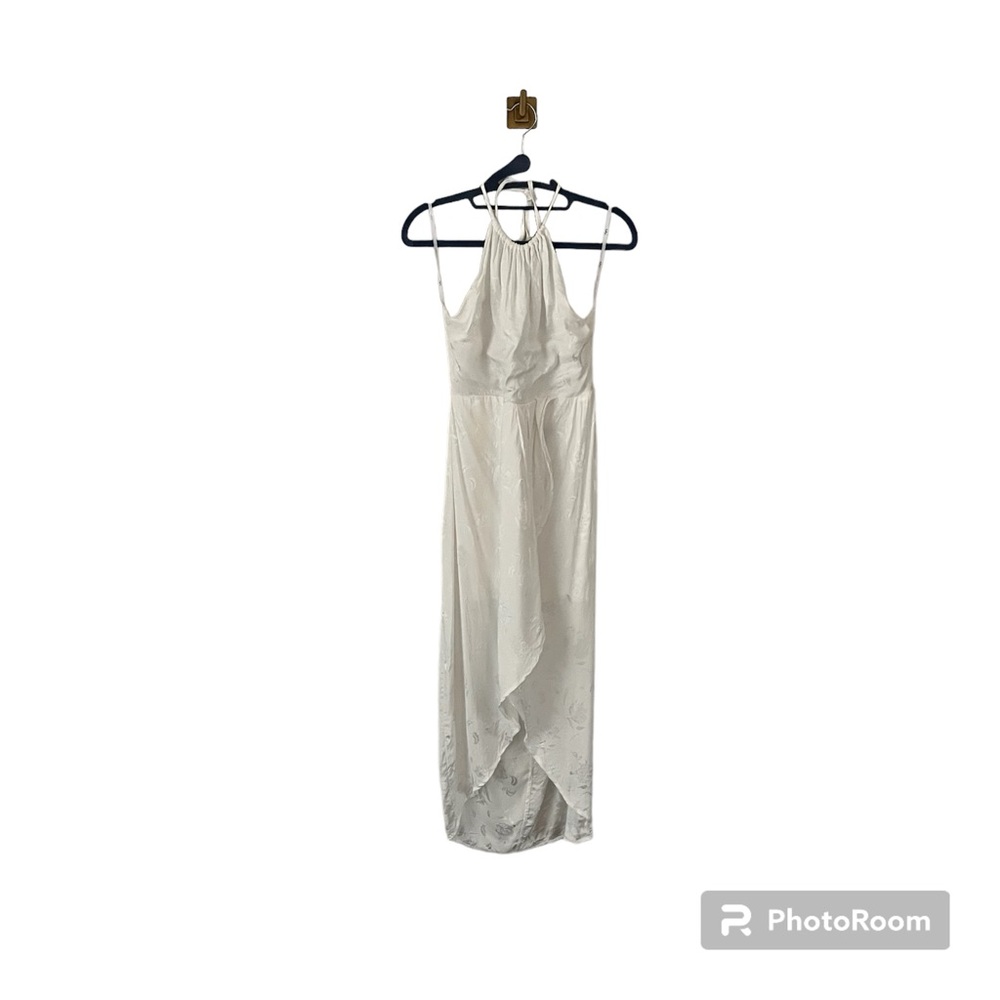 Lulus Remarkable Moments White Floral Jacquard Satin Tulip Midi Dress Sz Medium - Picture 5 of 16